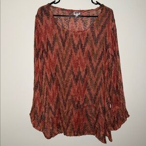 Kashi Boho Hippie Lightweight Flowy Knit Whimsical Top